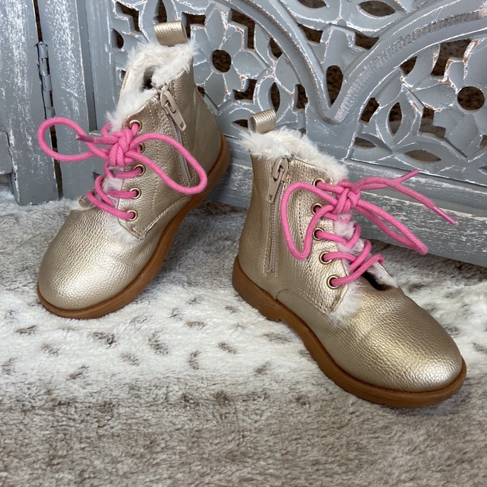 Tucker + Tate metallic gold high top boots girls size 6 Barbie girlhoodcore